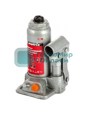 Домкрат гидравлический бутылочный Matrix, 2 т, h подъема 158–308 мм