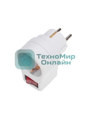 Адаптер сетевой Rexant 16А с выключателем, заземлением и защитными шторками, белый