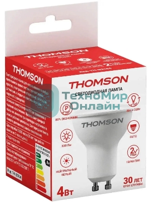 Лампа cветодиодная LED Thomson TH-B2104 GU10, рефлектор, 4Вт, 4000К, белый нейтральный, 1 шт.