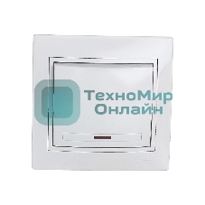 Выключатель LEZARD 1-кл. СП Мира 10А IP20 с подсветкой белый/белый 701-0202-111