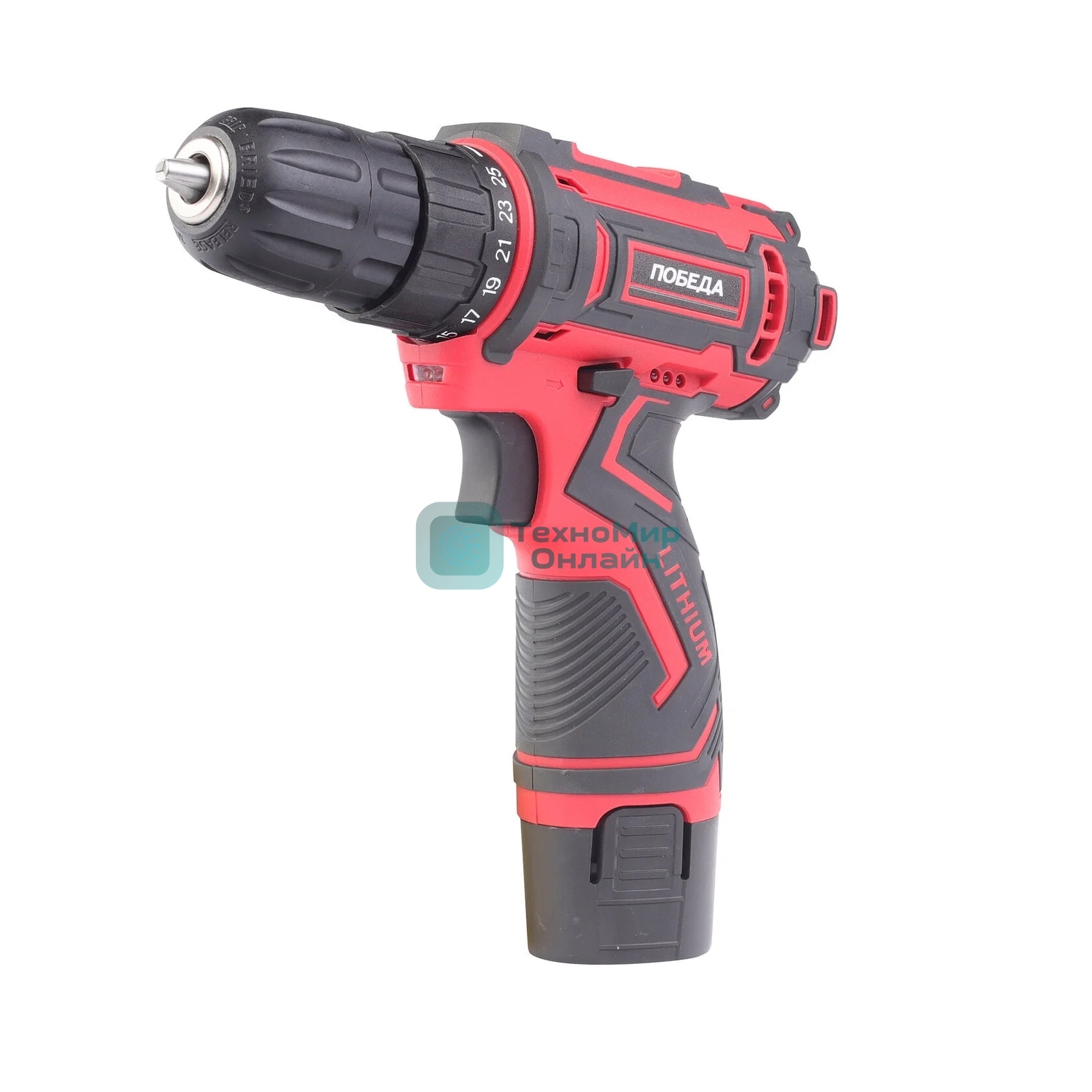 Дрель-шуруповерт аккумуляторная ПОБЕДА ДА-12П/2 Ли, 1 АКБ, 12В, 2,0 Ач, 25Нм, 2 скорости, кейс, комплект сверел и бит