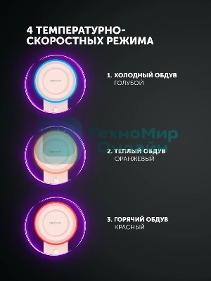 Фен Polaris PHD-1110 розовый, 1600 Вт, ионизация