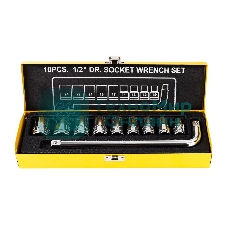 Набор торцевых ключей 10 шт Deli DL2010T Материал: 50BV30. Набор инструментов из 10 шт.:Головка серии 12,5 мм, 9 шт. (10, 12, 13, 14, 17, 19, 21, 22, 24 мм). Металлический кейс.