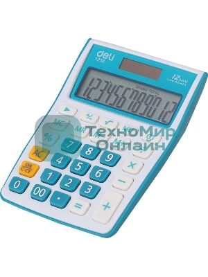 Калькулятор настольный Deli E1238/BLUE синий 12-разр.
