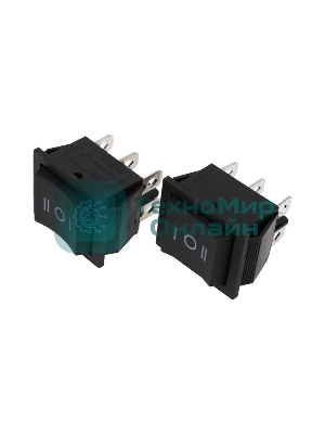 Выключатель клавишный Rexant 250V 15А (6с) (ON)-OFF-(ON) черный с нейтралью Б/Фикс