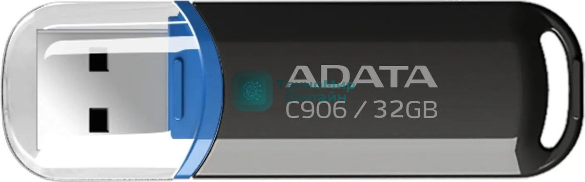 Флешка USB ADATA C906 (AC906-32G-RBK), 32Gb, USB 2.0, R/W 15/5, черный/синий