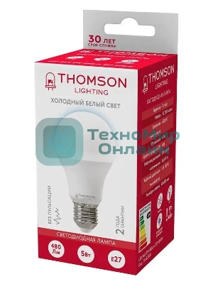 Лампа cветодиодная LED Thomson TH-B2300 E27, груша, 5Вт, 6500К, белый холодный, 1 шт.