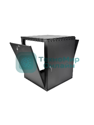 Шкаф телекоммуникационный настенный разборный ЦМО ЭКОНОМ 12U (600 x 520) дверь металл, черный (ШРН-Э-12.500.1-9005)