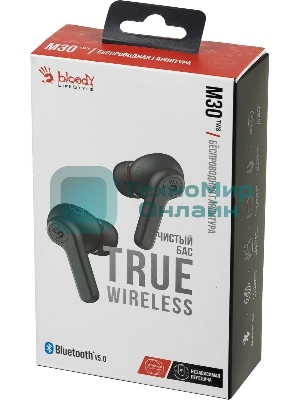 Наушники TWS A4Tech Bloody M30 черный, вкладыши, Bluetooth