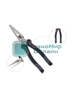 Плоскогубцы удлиненные Deli DL0104 200 мм, Cr-V, эксцентриковый шарнир, антикоррозийное покрытие, трехкомпонентная прорезиненная рукоять