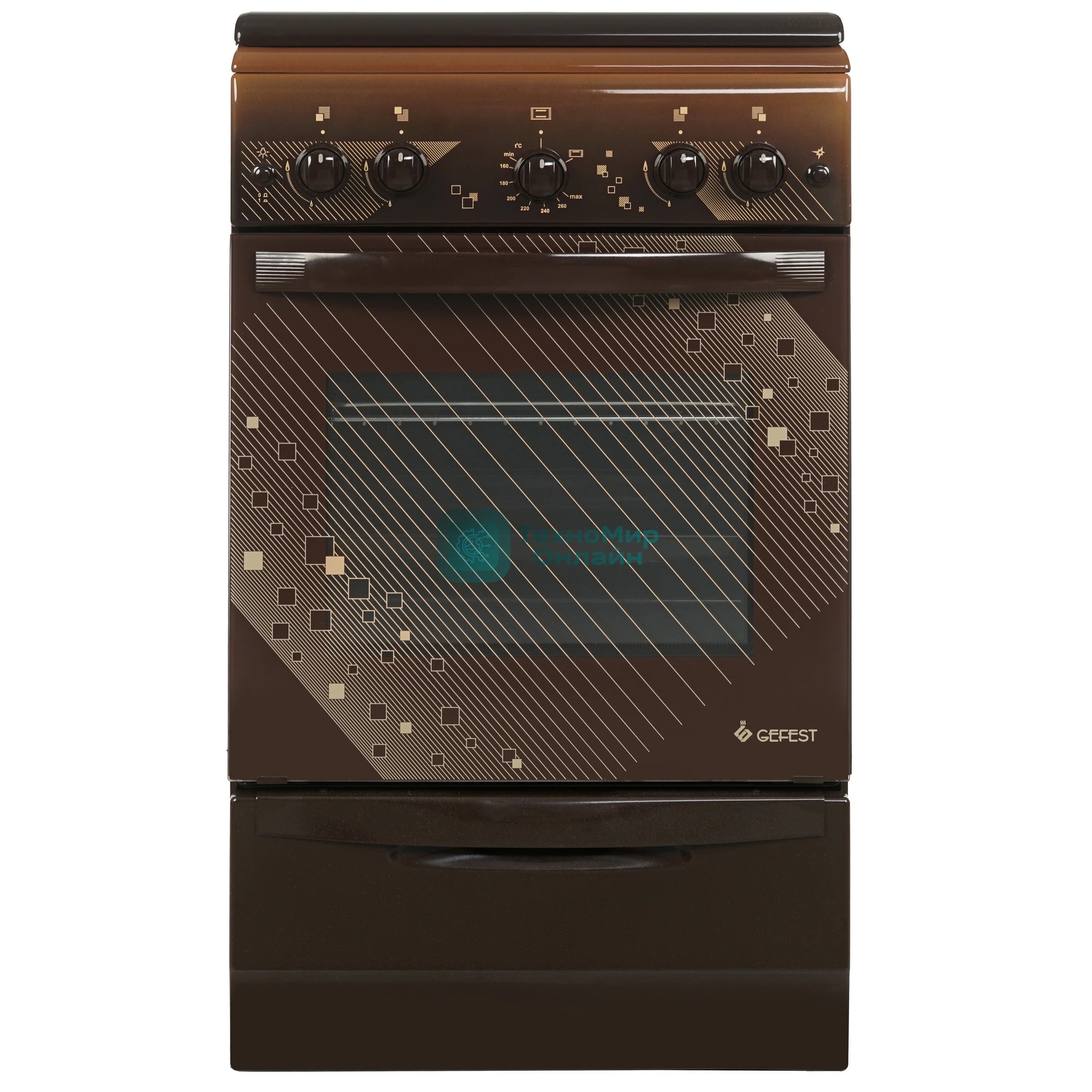 Плита газовая Gefest ПГ 5100-02 0310 коричневый, конфорок 4 шт, духовка 52 л, 50 см x 85 см x 58.5 см
