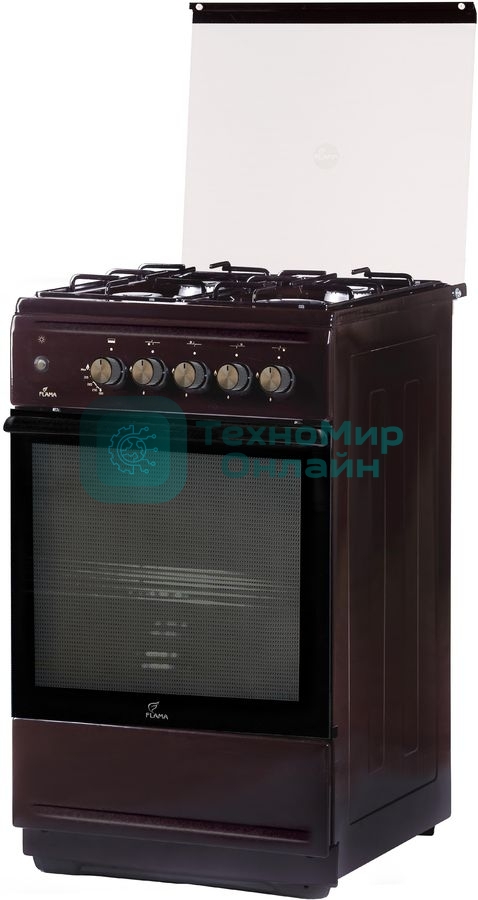 Плита газовая Flama N FG 24237 B коричневый, конфорок 4 газовых, духовка 50 л, 50 см x 85 см x 60 см