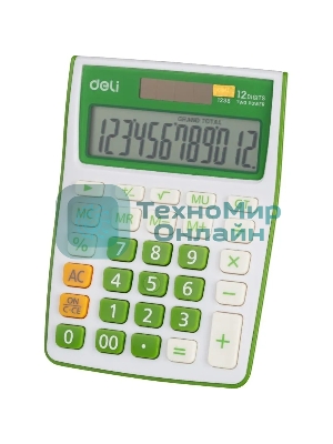 Калькулятор настольный Deli E1238/GRN зеленый 12-разр.