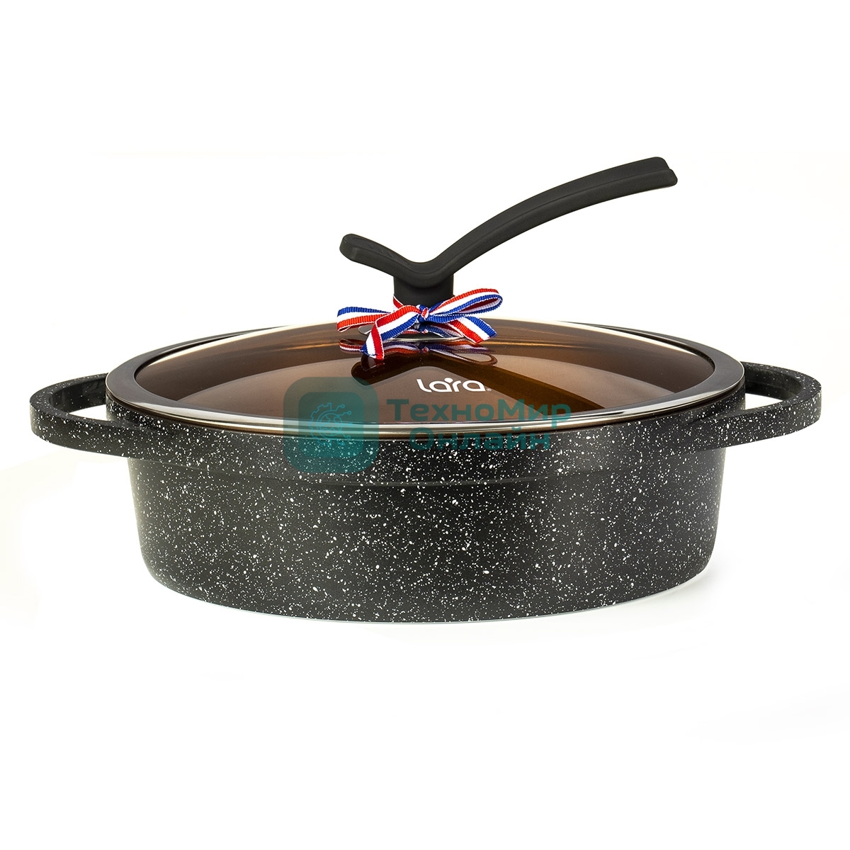 Сотейник Lara LR02-234 серия Orlean 28 см, 4.5 л, мрамор, Bronze, капсульное индукционное дно, крышка