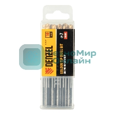 Сверло по металлу Denzel 7 мм, HSS-Tin, Golden Tip, 10 шт.
