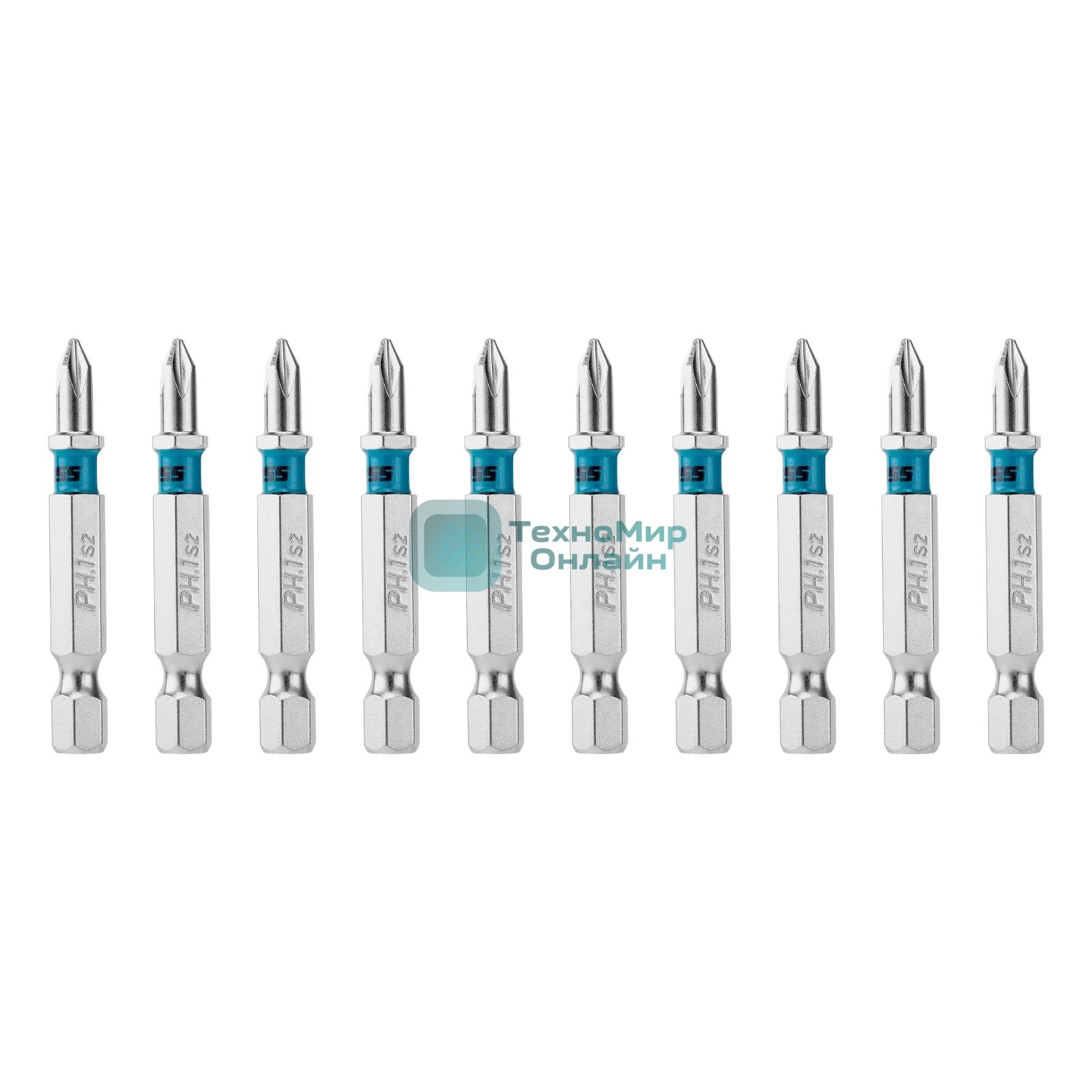 Бита Gross PH1х50мм, сталь S2, шестигр., 10 шт.