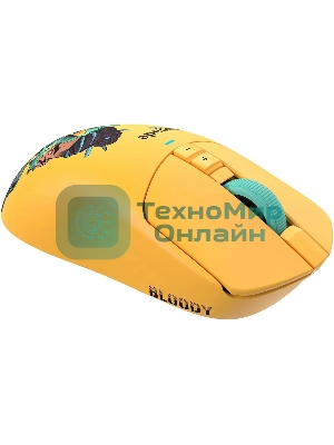 Мышь беспроводная/проводная A4Tech Bloody R72 Ultra Duo желтый, 20000 dpi, USB Type-A/Type-C, радиоканал, кнопки-7