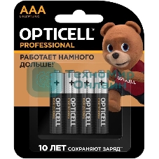 Элемент питания алкалиновый AAA/LR03 (блист. 4шт) Professional Opticell 5052002
