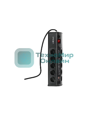 Сетевой фильтр CROWN CMPS-11 черный, 10 розеток, 3 м