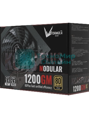 Блок питания Aerocool/Formula KCAS PLUS 1200GM V2, 1200Вт, 80 PLUS Gold, модульный, 140мм, черный