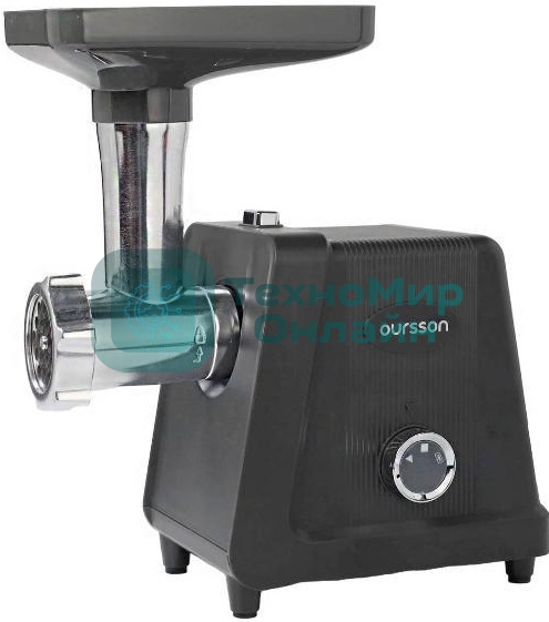 Мясорубка электрическая OURSSON MG3093/DG темно-серый, 800 Вт, 1.8 кг/мин, реверс, металлический лоток, насадки - 5