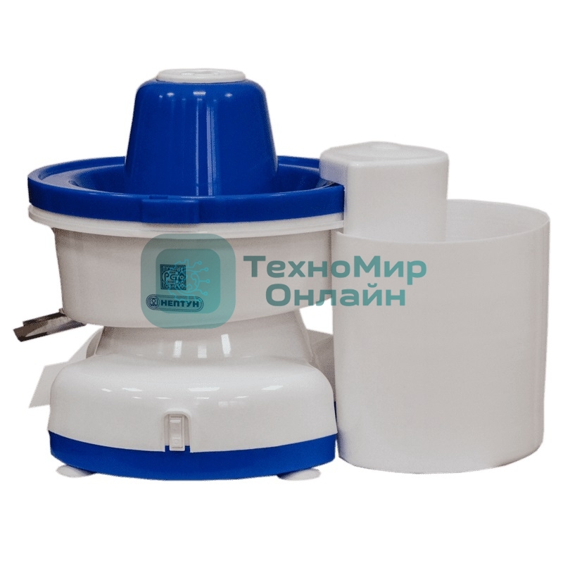 Соковыжималка Нептун КАЖИ.332215.001-09 белый/синий, центробежная, 320 Вт, 500 мл, механическое