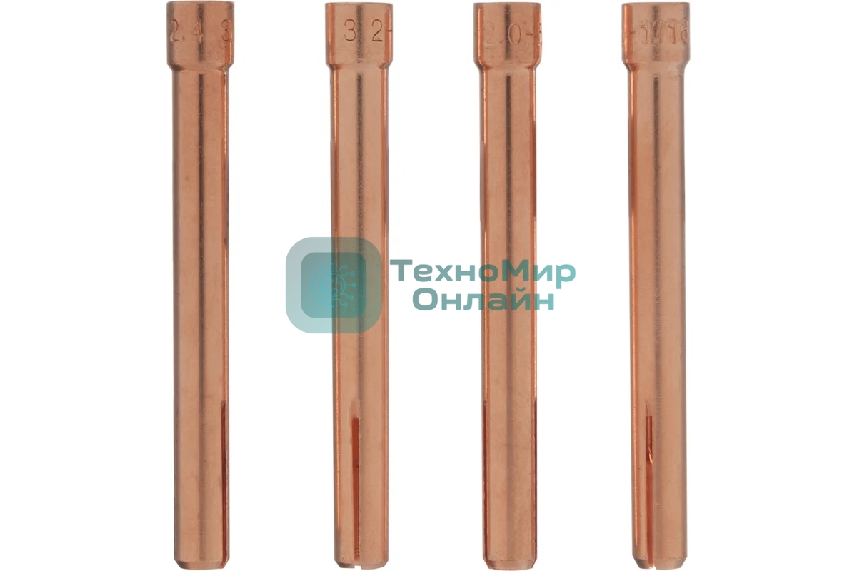 Набор цанг для электрода Denzel 1,6мм, 2,0мм, 2,4мм, 3,2 мм