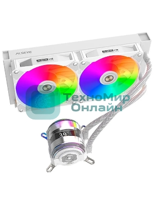 Система жидкостного охлаждения Alseye i240-W белый, 120 мм, алюминий/медь, 1800 об/мин, 36.2 дБ, 4 pin, 250 Вт