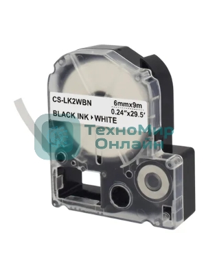 Картридж ленточный Cactus CS-LK2WBN черный, 6мм, 9м для Epson LW300/LW400/LW700/LW600P/LW1000P/K400/Z700/Z900