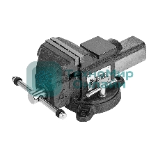 Тиски слесарные Denzel BVH-100 100 мм, поворотные, стальная направляющая, с наковальней