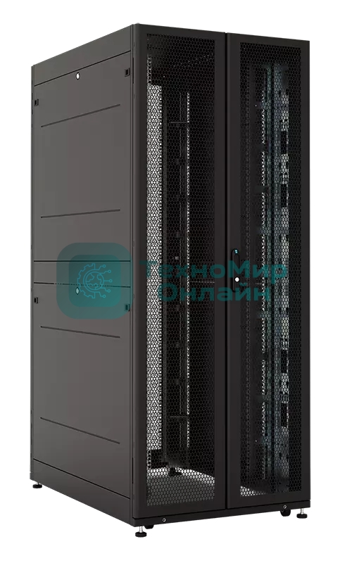 Шкаф серверный ПРОФ напольный 42U (800 1200) двери двойные перф. 2 шт., черный, в сборе