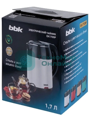 Чайник электрический BBK EK1709P черный/белый