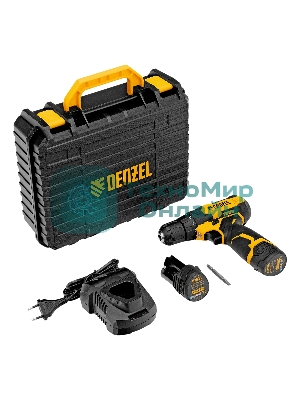 Дрель-шуруповерт Denzel CDQ-12, 12 В, 1,5 Ач, 30 Нм, щеточный