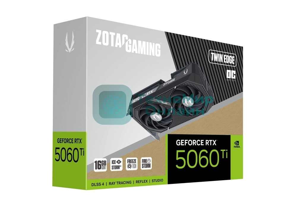 Видеокарта Zotac PCI-E 5.0 RTX 5060TI 16GB TWIN EDGE OC NVIDIA GeForce RTX 5060TI 16Gb 128bit GDDR7 2602/28000 HDMIx1 DPx3 HDCP Ret