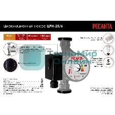 Насос садовый циркуляционный Ресанта ЦРН-25/6 90Вт 3000л/час (77/7/2)