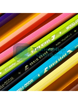 Карандаши цветные Deli EC126-24 Super Wings, шестигранный профиль, пластик коробка с европодвесом (24шт)