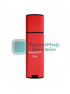 Флешка USB Maxvi MP2 red (FD8GbUSB20C10MP2), 8Gb, USB 2.0, R/W 15/5, красный/черный