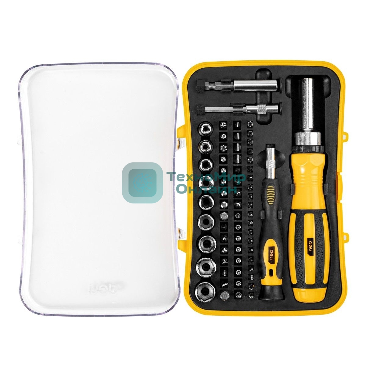 Набор прецизионных отверток Deli DL3565 65 предметов Материал бит Cr-v. Пластиковый кейс.