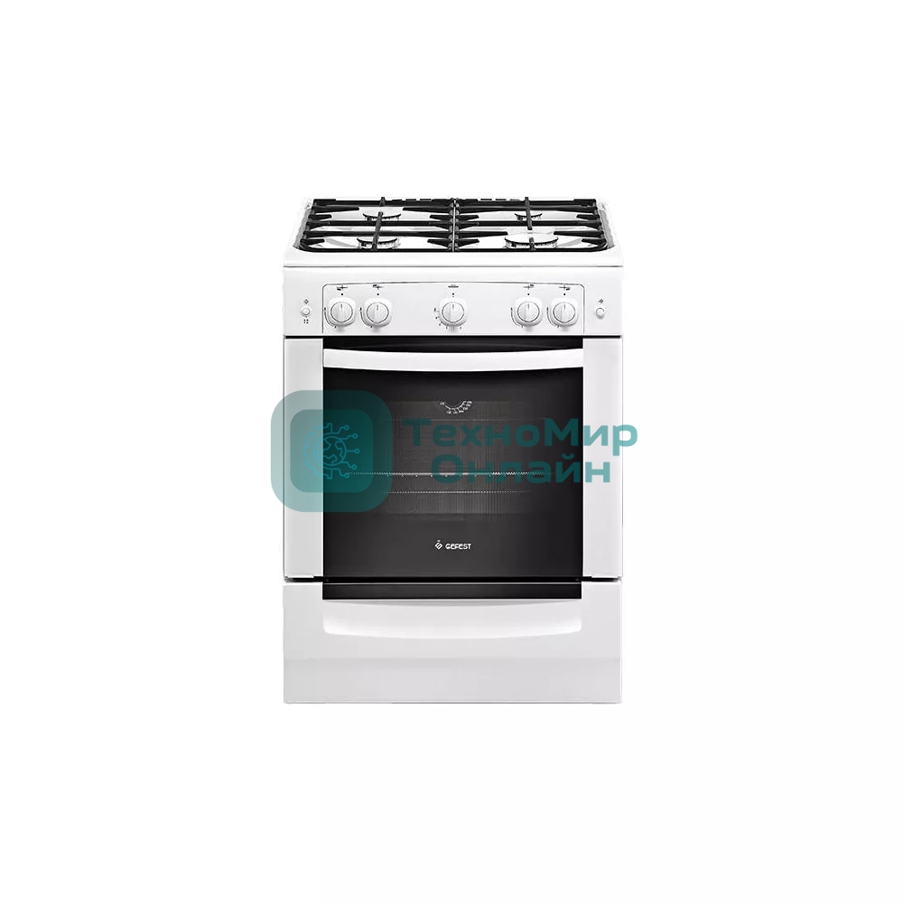Плита газовая Gefest ПГ 6100-01 0300 белый, конфорок 4 шт, духовка 52 л, 60 см x 85 см x 60 см