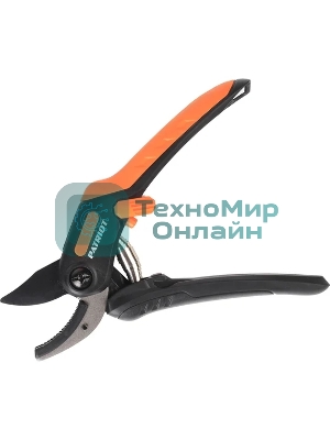 Секатор PATRIOT PAP-200,контактный,наковаленка (сталь 65Mn),лезвие (япон.сталь SK5),рукоятки PP+TPR,фиксатор лезвий,пружин.привод,200 мм