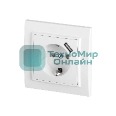 Розетка EKF Минск ERR16-028-100-USB 1-местная СП с/з с защитными шторками 16А белая с USB 1А