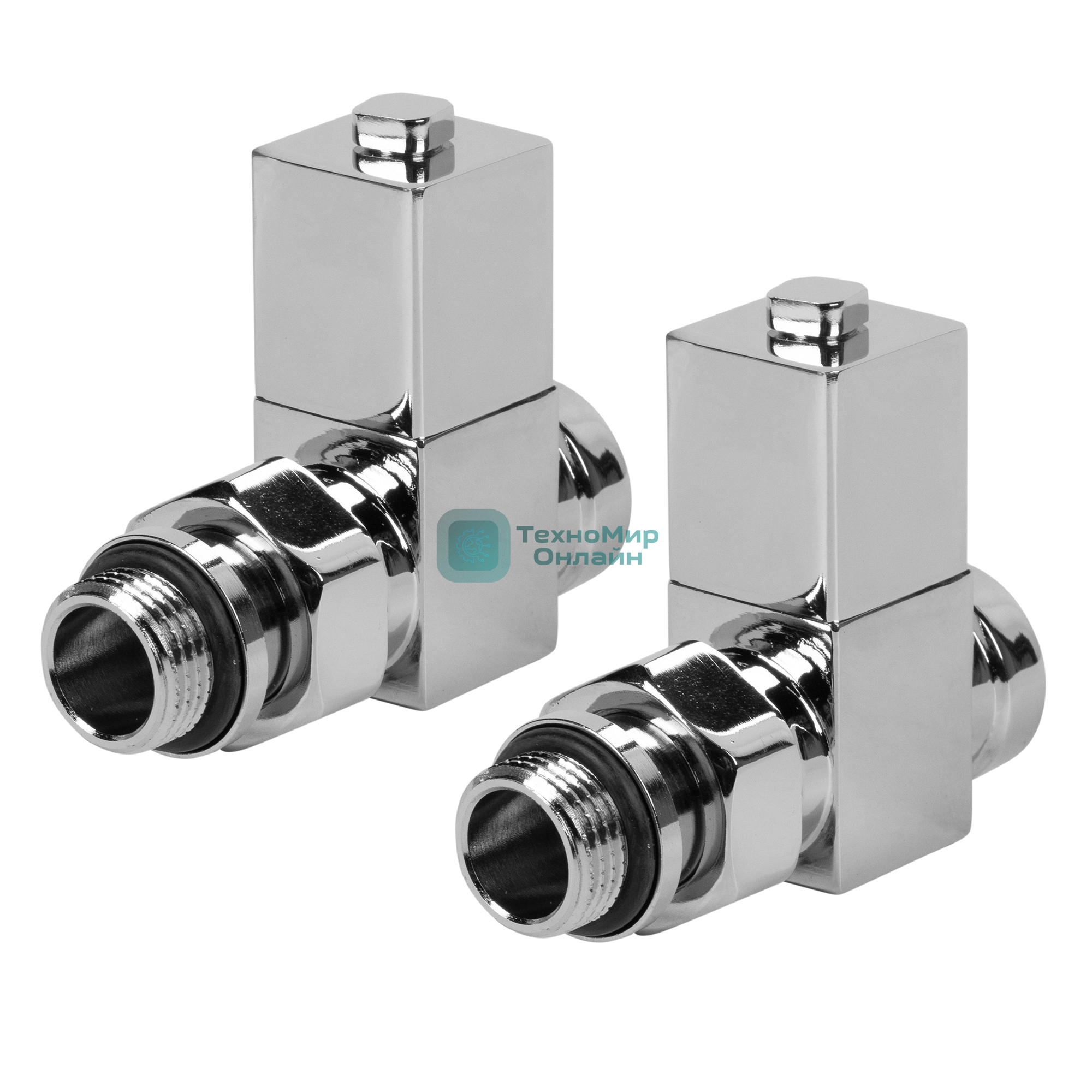 Набор дизайн-вентилей, CUBE, прямой (хром) 1/2