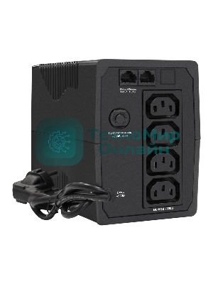 Источник бесперебойного питания ExeGate EP285473RUS Power Back BNB-850.LED.AVR.C13.RJ 850VA/480W, LED, AVR,4*IEC-C13, RJ45/11, черный