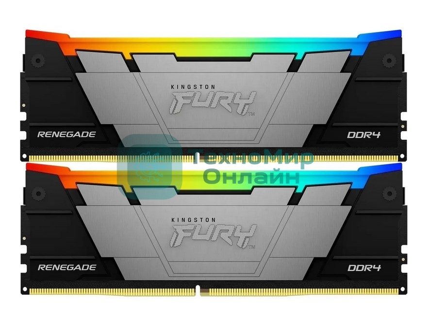 Оперативная память Kingston Fury Renegade, DDR4, 16GB (2x8GB), 3600MHz, CL16, DIMM, с радиаторами, RGB, серый/черный