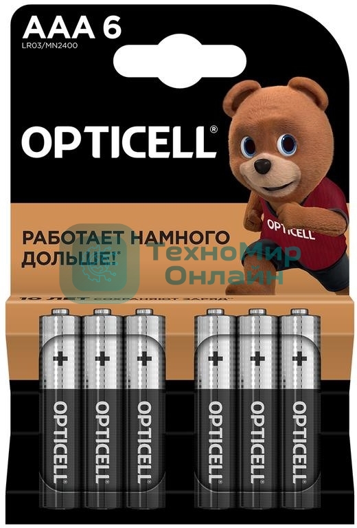 Элемент питания алкалиновый AAA/LR03 (блист. 6шт) Basic Opticell 5051007
