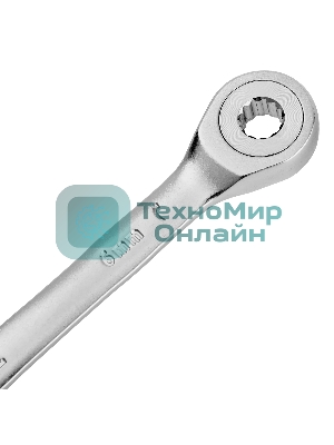 Ключ комбинированный трещоточный Denzel 6 мм, CrV, матовый хром