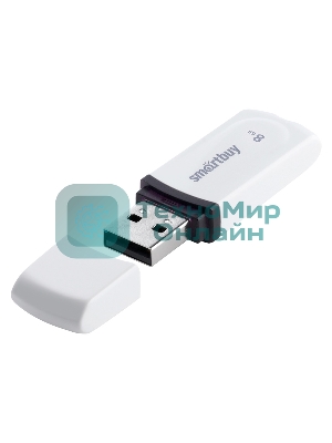 Флешка USB Smartbuy Paean (SB8GBPN-W), 8Gb, USB 2.0, R/W 15/5, белый