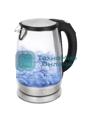 Чайник электрический Kitfort КТ-628 1.7 л, 2200 Вт, серебристый (корпус: стекло)