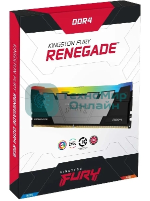 Оперативная память Kingston Fury Renegade, DDR4, 16Gb (2x8GB), 4600MHz, CL19, DIMM, с радиатором, RGB, черный/серебристый