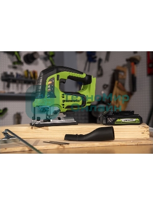 Лобзик электрический аккумуляторный GreenWorks GD24JS, 24V, бесщеточный без АКБ и ЗУ